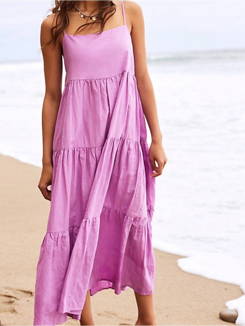 Charlie Holiday Lilac Tiered Maxi Dress